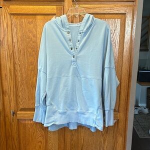 Light Blue Button-Up Hoodie